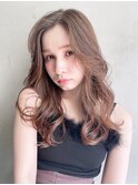 ゆる巻きロング_チェリーブラウンフェミニンロング_29041