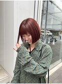CAF FUKO/ピンクオレンジ/暖色系カラー/オン眉ボブ/大阪/心斎橋