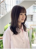 透け感バング×グレージュ