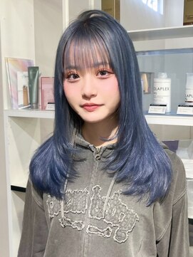 ベレーザ 渋谷(BELEZA) 12903艶髪ネイビーブルーブルーシルバーストレートブルーカラー