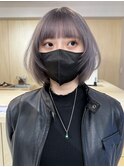 顔まわりレイヤーボブカット髪質改善グレーアッシュ韓国ヘア