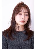 チョコグレージュ/20代30代大人かわいい/ミディアムレイヤー