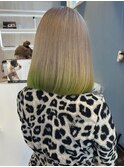 グラデーション裾カラー ホワイトミルクティー×ライムグリーン