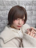 ミニウルフ/くすみブルー/流れるレイヤー/インナーハイライト