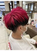 <大澤>ツートーンレッド×ショートマッシュ　国分寺メンズカット
