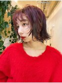 ボブ 外ハネ ショート 20代30代 暖色系カラー 髪質改善