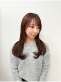 内巻きロング×シナモンブラウン