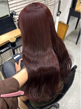 キラ 原宿(KILLA) ブリーチなしダブルカラー/チェリーレッド/ローレイヤー/原宿