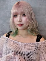 ザ ドッツ(THE DOTS)&nbsp;裾カラー ピンクベージュ グリーン ブリーチ ミディアム