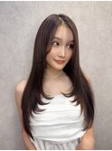 大人ナチュラルレイヤーロングヘア×モカベージュ