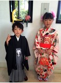 七五三セット 崩れないキッズヘア ツインお団子 着付け
