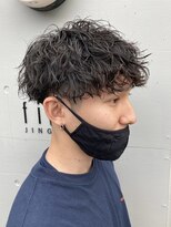 黒髪/スパイラルパーマ/ツーブロック/爽やか