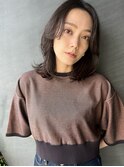 大人やわらかレイヤーミディアム×長め前髪/インナーカラー/韓国