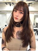 韓国ヘアグレージュカラーブリーチ無し髪質改善イヤリングカラー