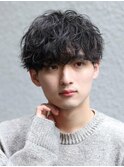 シャドウパーマスパイラルパーマ韓国ヘア刈り上げマッシュ