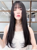 韓国風レイヤー大人可愛いロングシースルーバング20代30代40代