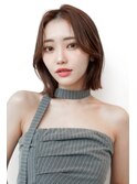 チョコグレージュ/20代30代大人かわいい/ミディアムレイヤー