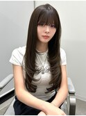 ロングレイヤーカット/韓国オンニ/内巻きワンカール/オリーブ