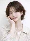 池袋 くびれボブ アッシュブラウン シースルーバング 大人ミディ