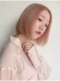 【BAYROOM】ワンレンオルチャンボブ×ピーチピンクアッシュ