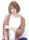 ローライトフォギーベージュ大人かわいいスリークボブ大人ボブ
