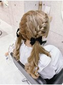 編み込みツイン/心斎橋ヘアセット
