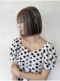 ブラウン_アンブレラカラー_透明感_切りっぱなし