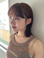 アム(amu)&nbsp;オレンジブラウン/ワイドバング/ベルボブ/外ハネボブ/おくれ毛