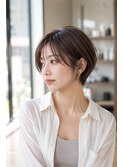前髪シースルー耳掛け小顔ショート丸み美人