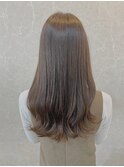小顔セミウェットウェーブピンクベージュハイライトカラー