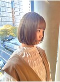 【ショートボブ】ぱつっとボブ×透け感ミルクティー