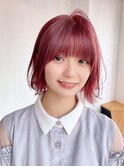 ピンクボブ_ピンクブラウン切りっぱなしボブ_ba484761