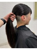 ツーブロックロングポニーテール刈り上げ女子