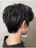 韓国シースルーマッシュカルマパーマダウンパーマ黒髪マッシュ