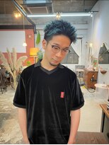 チャプター 問屋町(chapter)&nbsp;メンズツーブロックスパイキーショートターコイズケアブリーチ