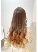 ブリーチ2回～　ミルクティー×コーラルグラデーションカラー