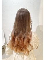 アジールヘア 池袋東口店(agir hair)&nbsp;ブリーチ2回～ミルクティー×コーラルグラデーションカラー池袋