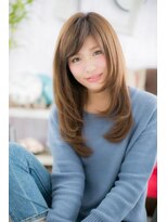 ミック ヘアアンドメイク アップ 駒込店(miq Hair&Make up) ショコラグレージュ斜めバングワンカール小顔レイヤー