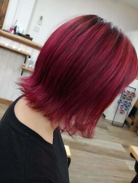 ヘアー デザイン アトリエ ニゴ(hair desing atelier 25) ショートバレイヤージュ×ストロベリー