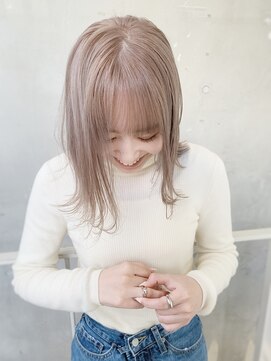 アクアオモテサンドウ(ACQUA omotesando) ◎ケアブリーチ1回ホワイトピンクベージュカラーミルクティー