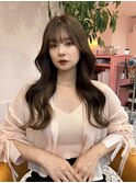 韓国ヘア/くびれヘア/前髪あり/顔まわりカット/グレージュ