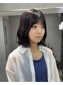 ボブカット　ツヤカラー　グレージュ　