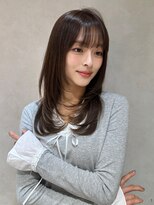 髪質改善縮毛矯正レイヤーカット顔周り前髪韓国ミニウルフ/銀座