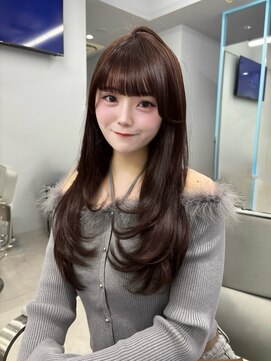 プリアバイポプルス 渋谷(pria by popls) ミディアムレイヤーハッシュカット顔周りカット韓国ヘア