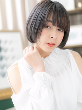 カバーヘア ブリス 上尾西口店(COVER HAIR bliss) ★くすみブルー小顔前下がり切りっぱなしボブ20代30代40代★8