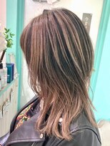 マティーナ ヘアー 池袋(Matina hair) 【ミディアムウルフ/バレイヤージュ/ラテカラー】池袋美容室
