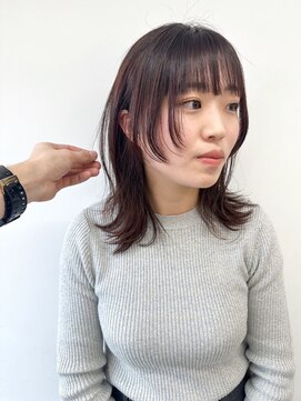 エマエコル(Emma ecole) Emma ecole 顔まわりレイヤーカット/パープルブラウン /顔周り