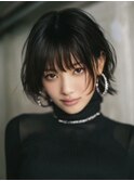 ☆ホワイトグレージュミニウルフデジタルパーマチェリーブラウン