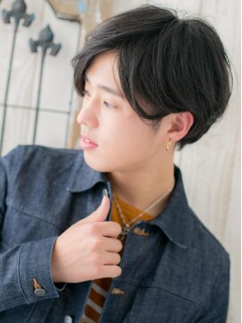 モッズヘア メン 仙台愛子駅前店(mod's hair men) 斜めバングアッシュブラック社会人マッシュa仙台愛子