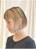 インナーカラー 切りっぱなし ミニボブ